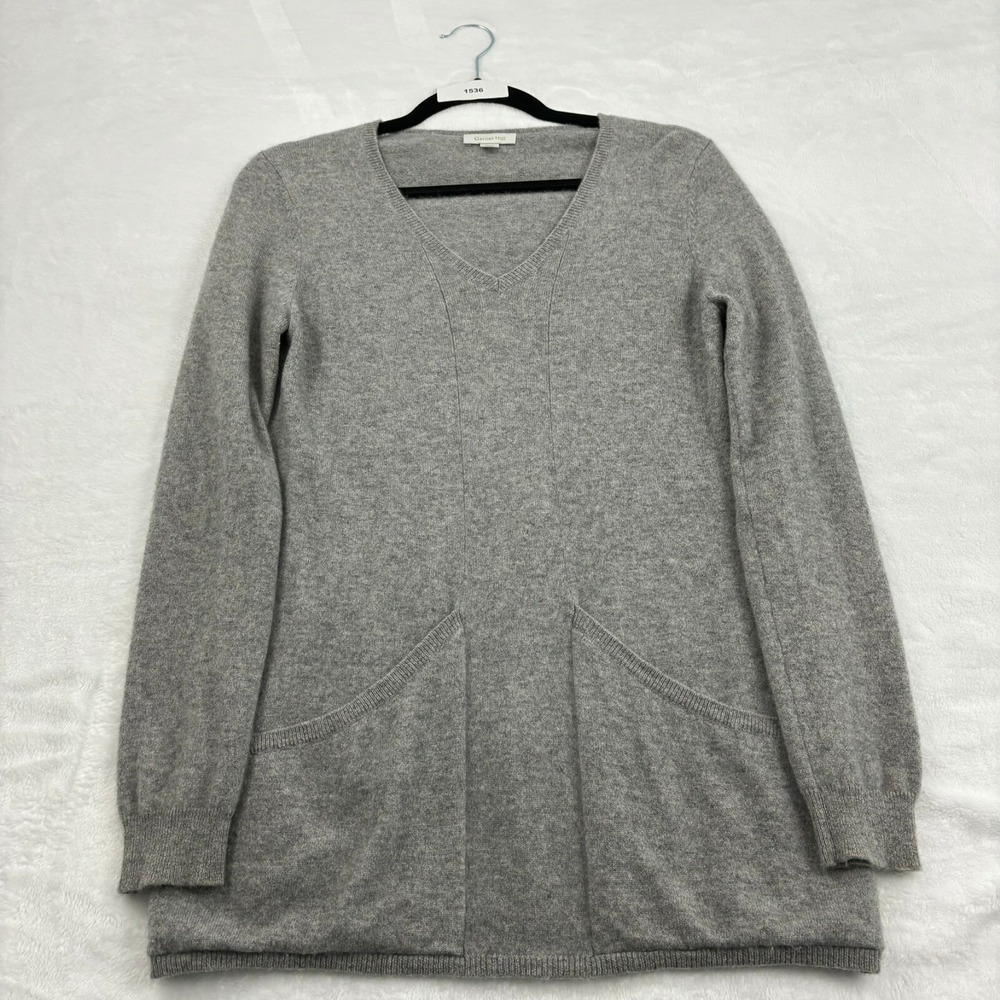 Garnet Hill 100% Cashmere Sweater‎ Women XS Gray Oversized Pockets Capsule Lagen